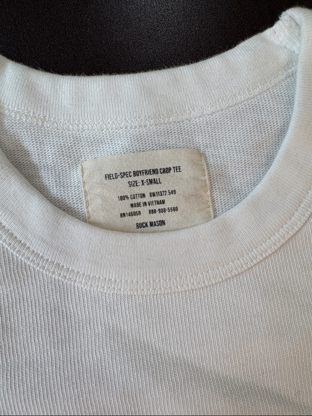 Neat Buck Mason Women’s White Field Spec Boyfriend Crop Tee XS/S Retail $62 - Picture 2 of 8